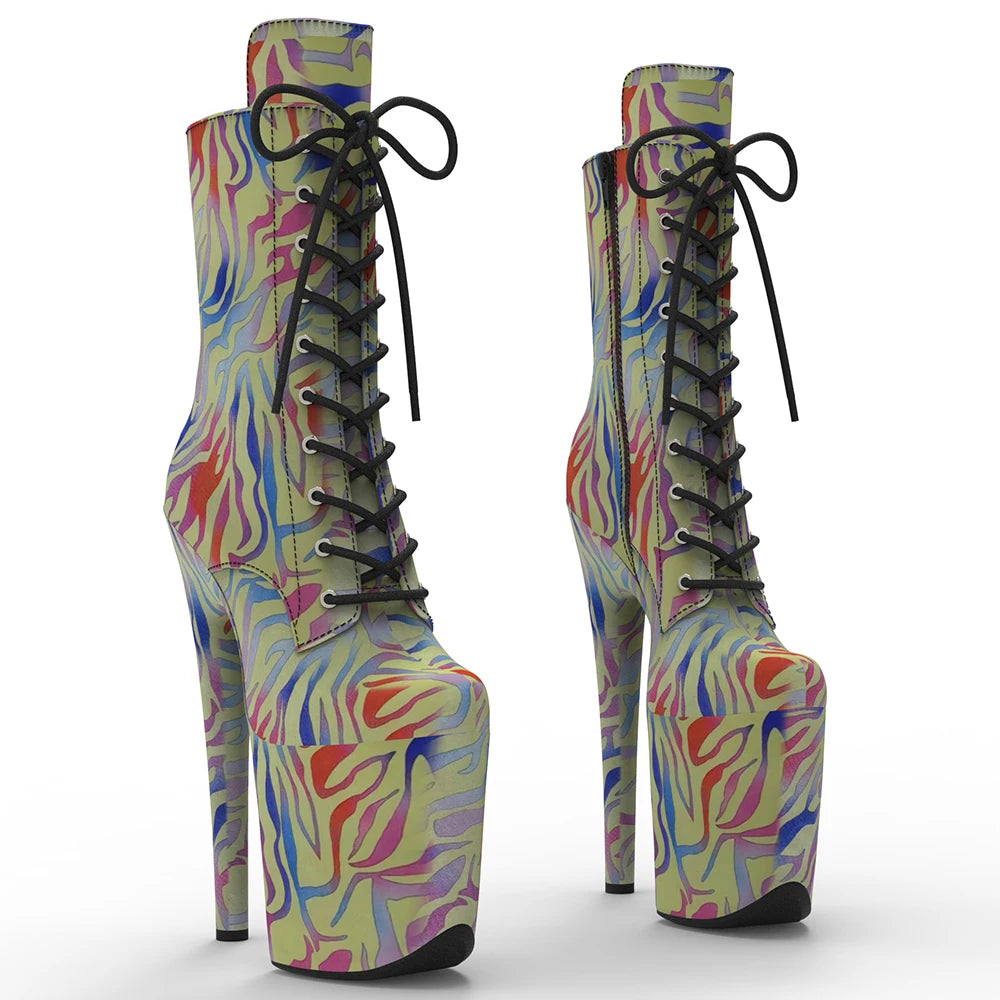 20CM/8inches PU Upper  colorful Style Fashion trend   platform Pole Dance boot