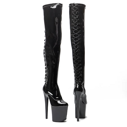 20cm/8inches Patent  upper   High Heel platform   Pole Dancing boots