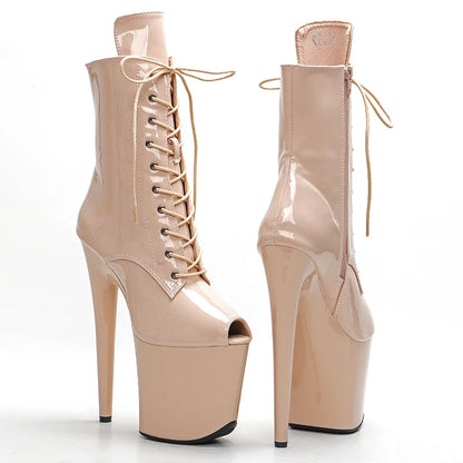 20cm/8inches shininy upper  top open  High Heel platform   Pole Dancing boots