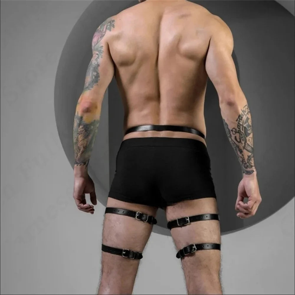 Leg Belt Men Harness Belts Gay Body  Lingerie Gay Clothing for Gay  Rave PU Leather  Club Lingerie for Gay Men
