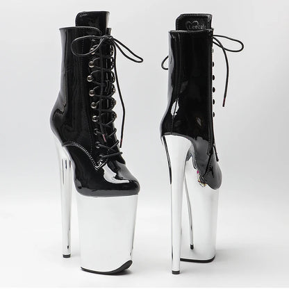 23CM/9inches Patent Upper Pole Dance Shoes High Heels Platform Ankle Boot Pole Dance Boot