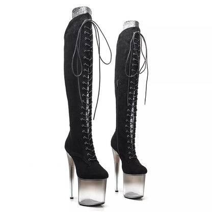 20CM/8inches  suede Pole dance shoes High Heel platform Boots closed toe Pole Dance boot