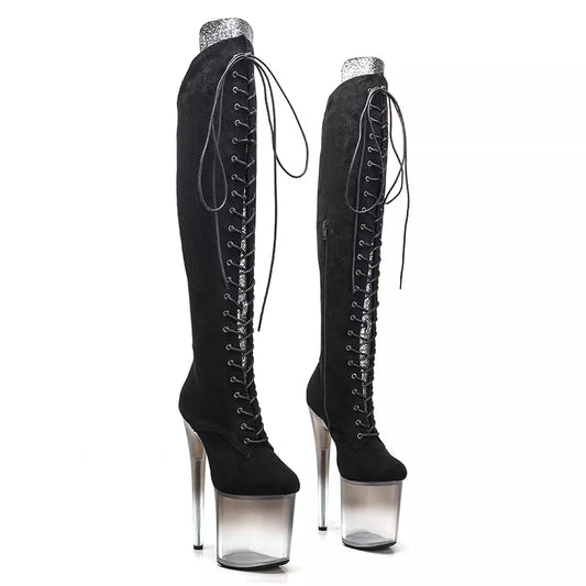 20CM/8inches  suede Pole dance shoes High Heel platform Boots closed toe Pole Dance boot