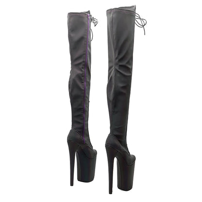 23CM/9inches Reflective material PU  fashion  lady  High Heel platform  Pole Dance boots