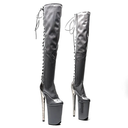 23CM/9inches Patent PU  fashion  lady  High Heel platform  Pole Dance boots