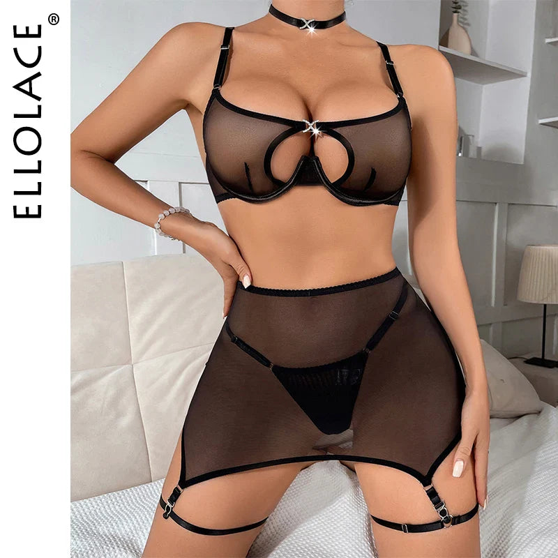 Ellolace Sexy Lingerie Super Hot Transparent G-String Attractive Chest Suspenders Womens Underwear Fantasy See-Through Outfits