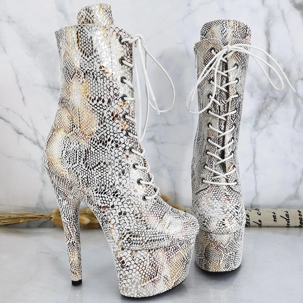 Snake Suede  Upper 17CM/7inches Pole dancing shoes High Heel platform Pole Dance boot
