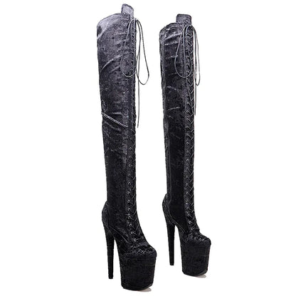 20CM/8inches suede upper  fashion  lady High Heel platform  Pole Dance boots