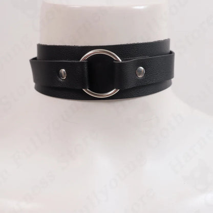 Gargantilla de cuero PU Harajuku para mujer, collar redondo de Metal Punk Rock gótico llamativo, accesorio de joyería de fiesta de Anime 