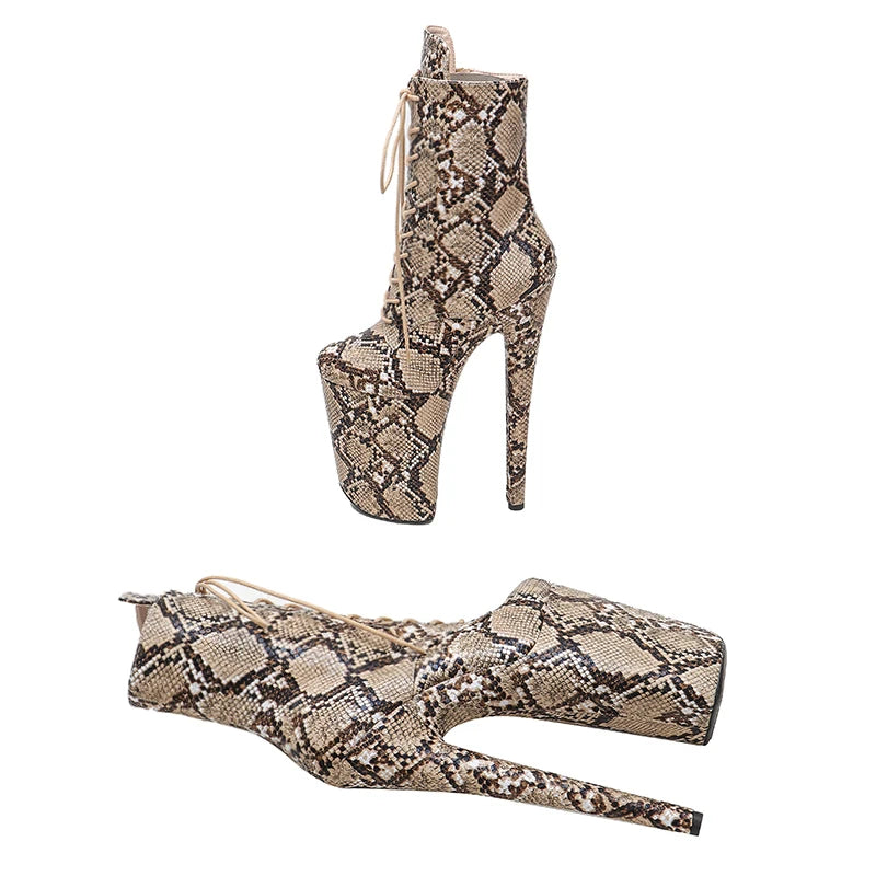 23CM/9inches Snake Upper Pole Dance Shoes High Heels Platform Ankle Boot Pole Dance Boot