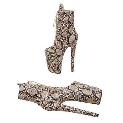 23CM/9inches Snake Upper Pole Dance Shoes High Heels Platform Ankle Boot Pole Dance Boot