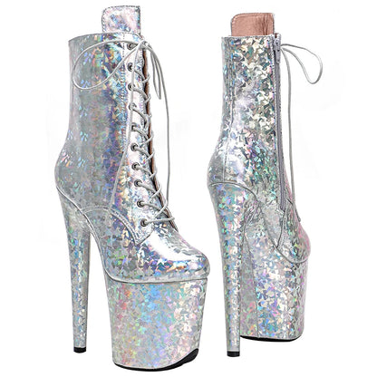 20CM/8Inch Genuine Leather Women's Platform disco party High Heels Pole Dance boot