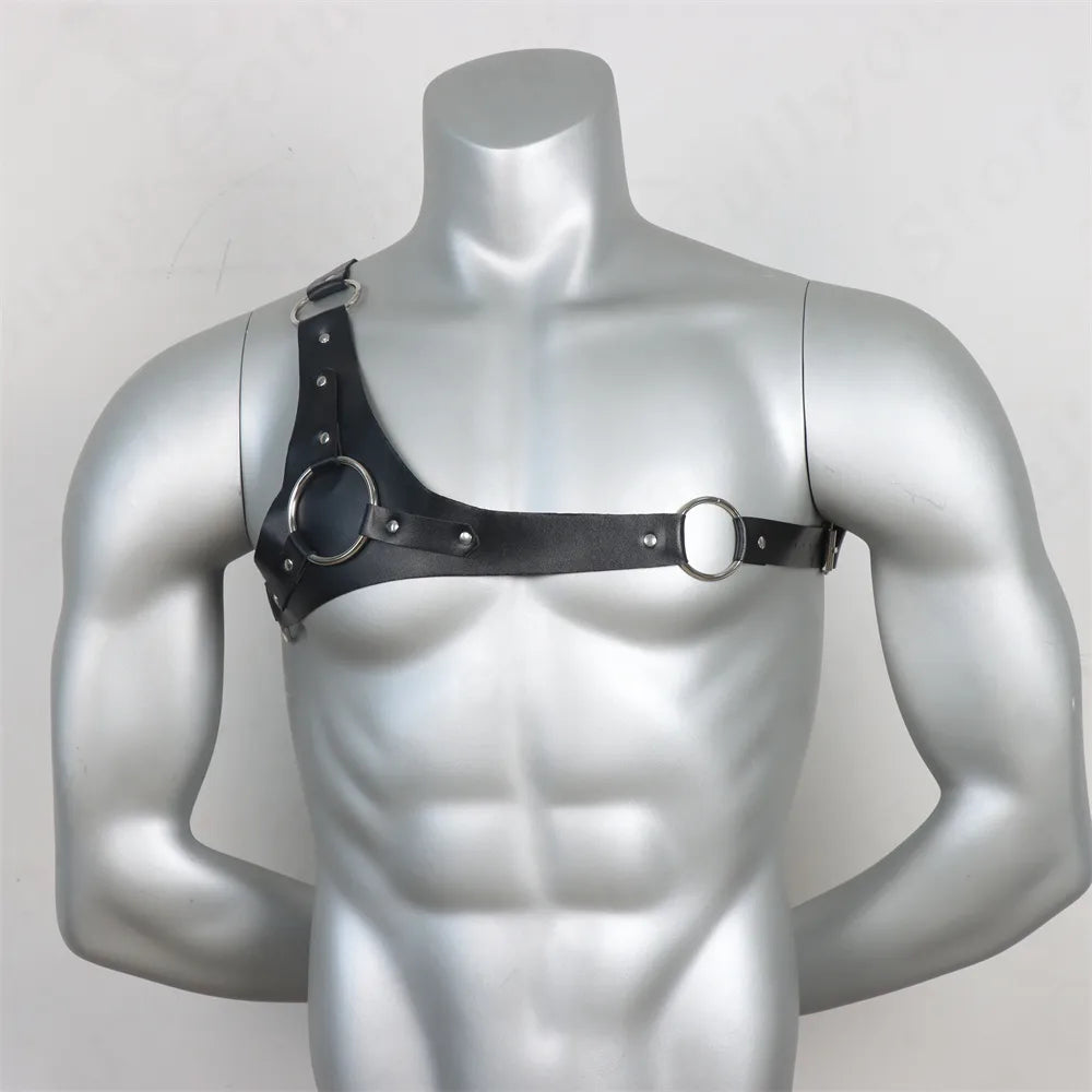 Gothic Exotic Punk Body Chest Harness Mens Leather Top  Gay  Underwear  Man Rave Accessories Male  Tanks