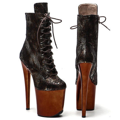 20CM/8inches Snake   PU   Upper  electroplate   High Heel platform  fashion Boots Pole Dance boots
