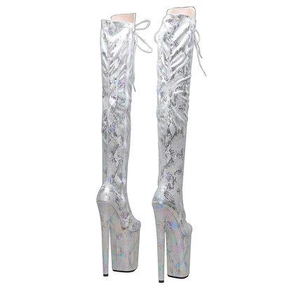 23CM/9inches Snake Upper  fashion  lady small  High Heel platform  Pole Dance boots