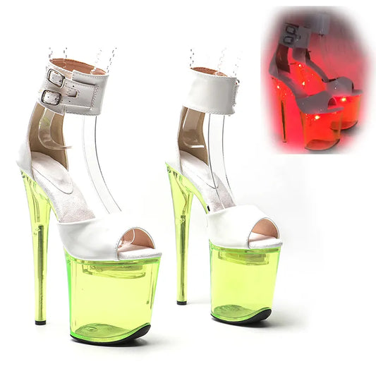 8Inch/20cm lady LED Light Up Shoes color Transparent Platform  sandals party High Heels Shoes Pole Dancing Shoes 1L