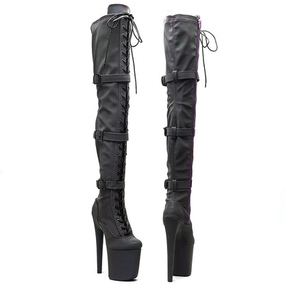 20CM/8Inch Reflective material  PU Upper Platform disco party High Heels Shoes Pole Dance boot