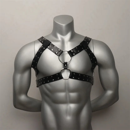 Leather Chest Harness Men with Armband  Gay Body  Cage  Crossed Harness Belts for Men Punk Gothic Male Costumes