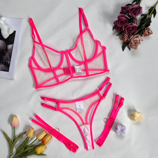 Neon Green Lingerie   Women Without Censorship Underwear That Can See Intimate y Nude Transparent Bra Set