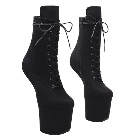 Suede Upper Platform Ankle Boots y Exotic heelless pole dance shoes