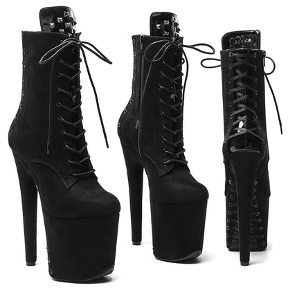 20CM/8inches  Suede upper with patent PU   Nightclub  Stiletto Pumps High Heels Women's Party Shoes