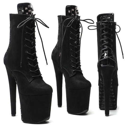 20CM/8inches  Suede upper with patent PU   Nightclub  Stiletto Pumps High Heels Women's Party Shoes