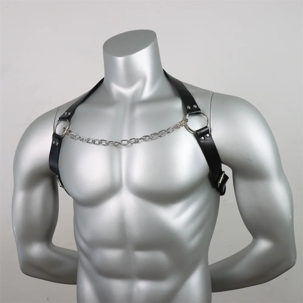 Men Harness Belts  Gay Clothing for  Rave ual PULeather Chest Adjustable  Gay Body  Cage Harness Lingerie