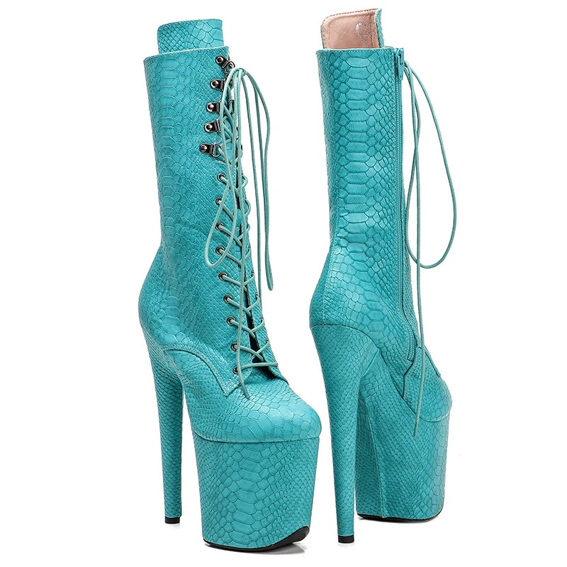 PU UPPER 20CM/8Inch Women's Platform disco party High Heels Shoes Pole Dance boot