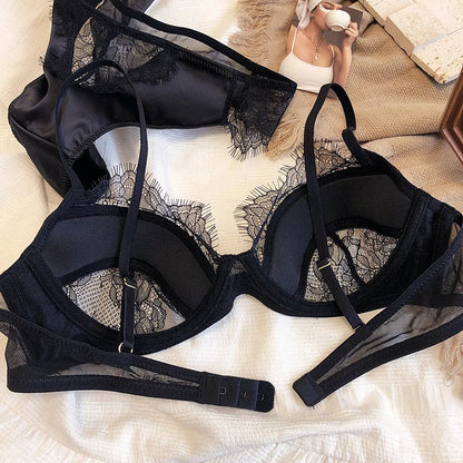 Ellolace Casual Lingerie Sexy Lace See Through Attractive Chest 2 Piece Set Outfit Intimate Woman Extreme Fantasy Underwear