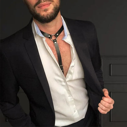 Men Faux Leather Suspenders  Men's Suits Decor Temptation Bottoms Uniforms Party Hot Dance Halter Top  Accessories