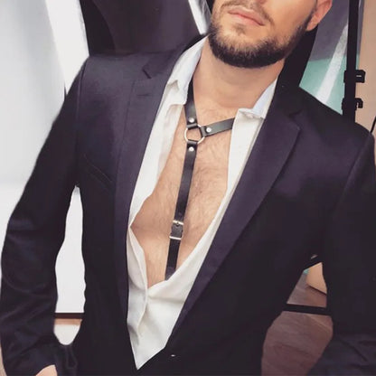 Men Faux Leather Suspenders  Men's Suits Decor Temptation Bottoms Uniforms Party Hot Dance Halter Top  Accessories