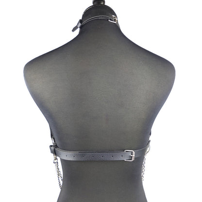 Creative Black Leather Binding Belt  Jacket