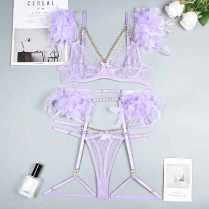 Cadenas de Navidad Encaje Lencería sexy Mujer Ropa interior Sujetador Pa