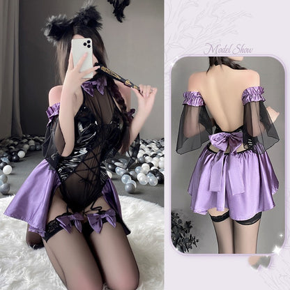 Lingerie Patent Leather See-through Strapless Jumpsuit