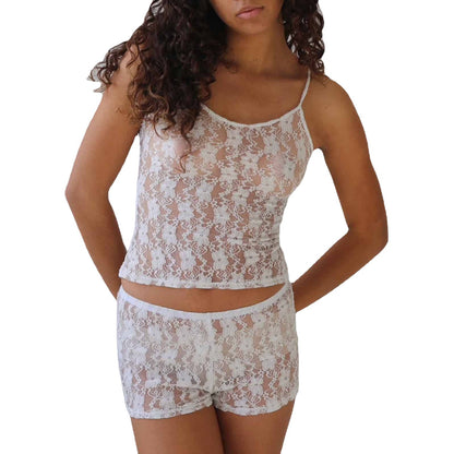 Lace Sexy Lingerie Suit Sexy Mesh Camisole Sheer Cutout Short Skirt Two-piece Set