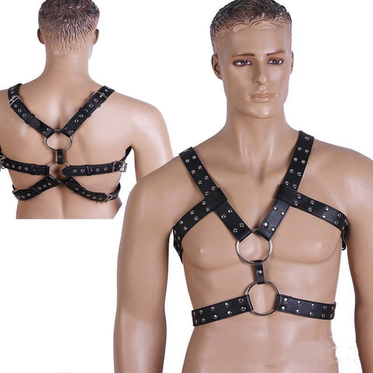 Accessoires de performance sur scène pour hommes, vêtements en cuir reliés