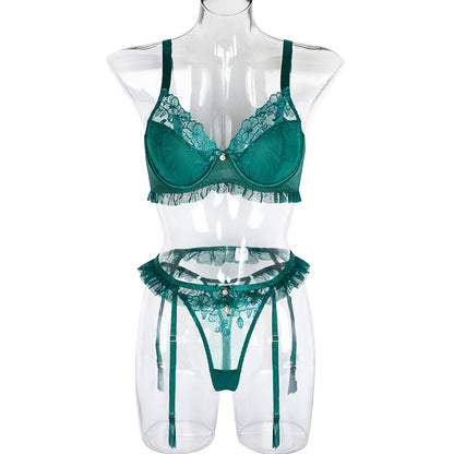 Ensemble de lingerie push-up brodé en dentelle