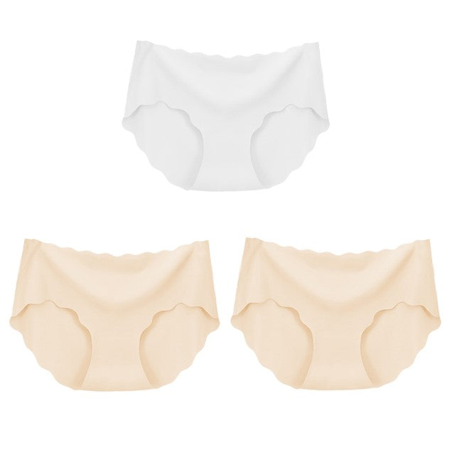 3 piezas de ropa interior sin costuras de seda para mujer, bragas, lencería Sexy