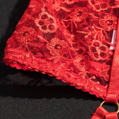 Lingerie sexy avec jarretelles brodées