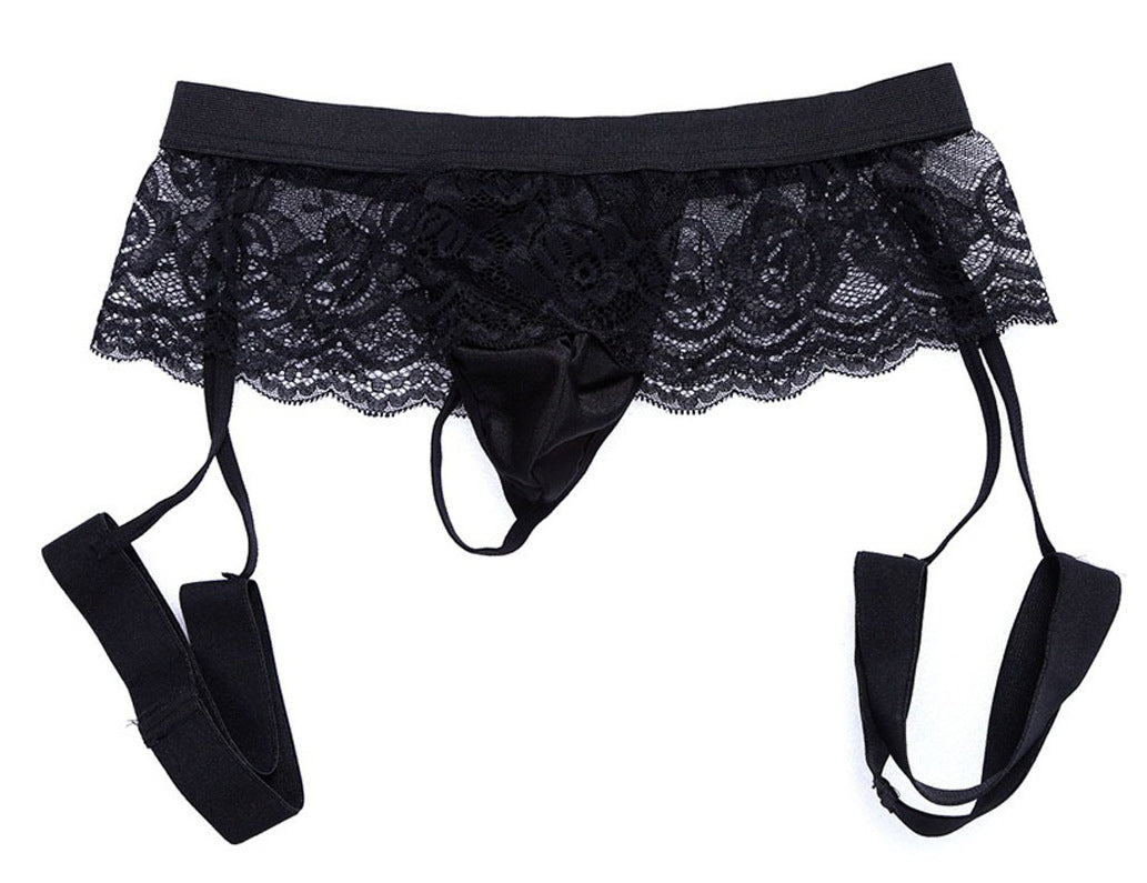 Sous-vêtements culottes à trois points en dentelle pour hommes