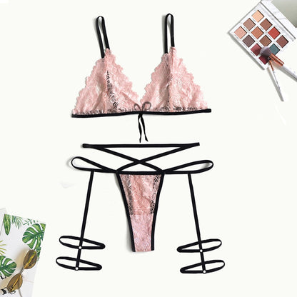 Conjunto de correas de pierna de lencería sexy hueca de encaje de lencería sexy