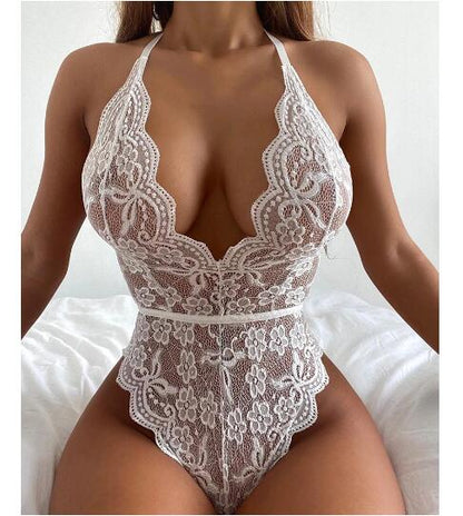 Body Una Pieza Lencería Negra con Escote en V