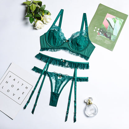 Ensemble de lingerie push-up brodé en dentelle