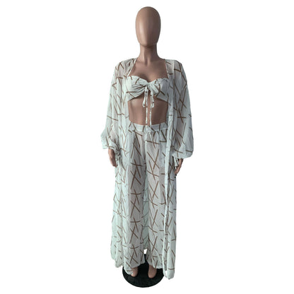 European And American Sexy Beach Style Ladies Three-piece Set