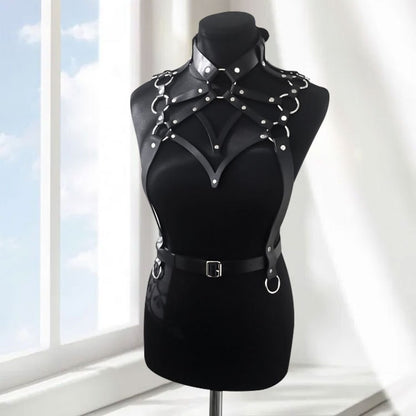 Women's Artificial Leather Body Belly Band Shoulder Wearing Ring Horse Harness For Dancing Toys With
