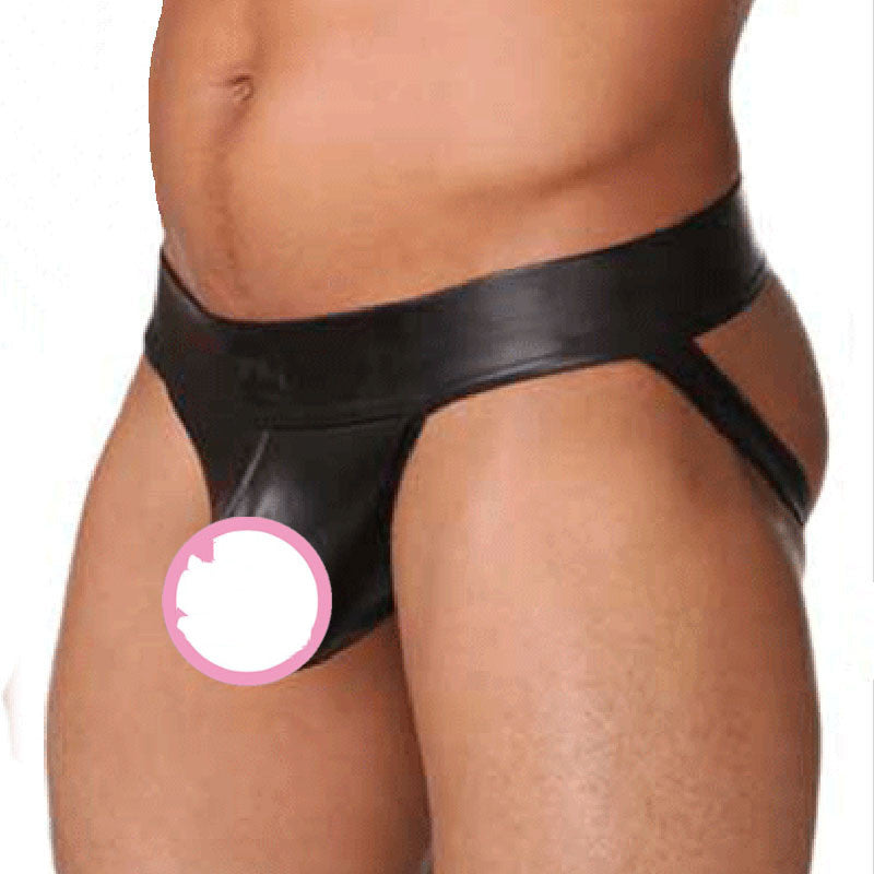 T-back en cuir verni taille basse pour hommes