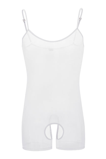 Chaleco de malla de una pieza con tirantes unisex Lencería transparente con punto de rocío y orificio abierto
