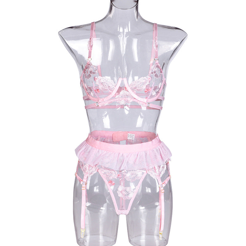 Lingerie sexy femme fleur broderie couture sexe