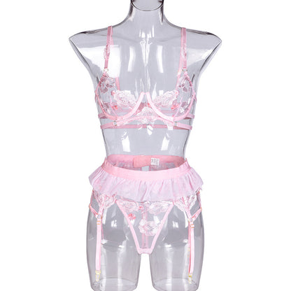 Lingerie sexy femme fleur broderie couture sexe