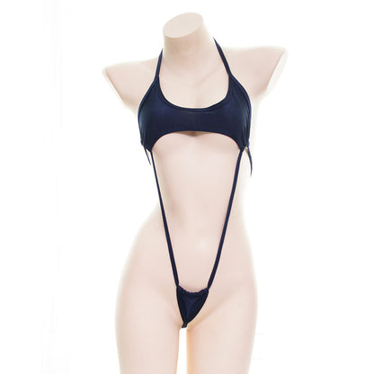 Semi-permeable One-Piece Bikini Set Lace-up Swimsuit Ladies Sexy Lingerie